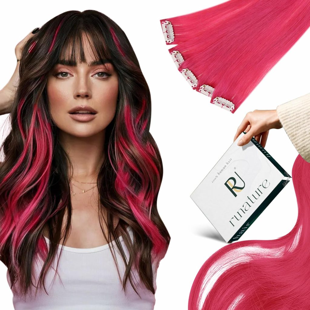 clip in hot pink hair extensions
