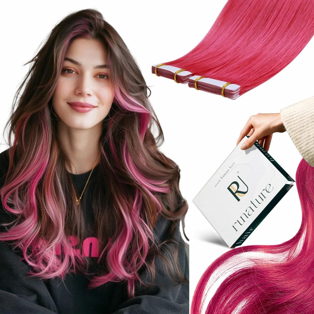 tape in hot pink hair extensions